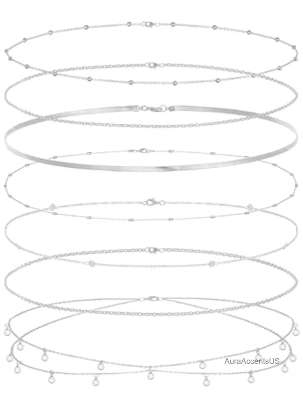 8Pcs Waist Chain Set 18K Gold Plated Belly Chain Layered Body Chain Jewelry for